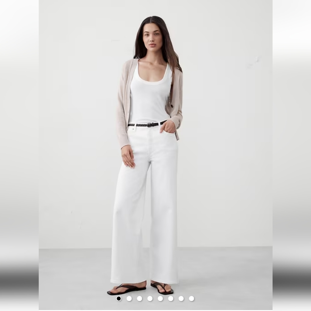 Banana Republic High Rise Wide Leg Jeans 30P White